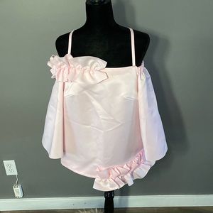 PASKAL Pale Pink Off-Shoulder Ruffle Top